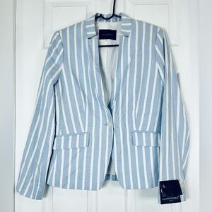 Banana Republic Light Blue Striped Linen Blend Blazer Size 6 NWT